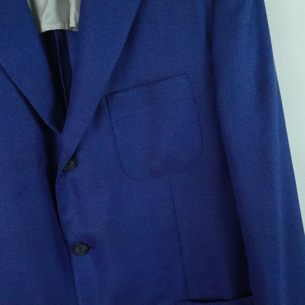 Samuelsohn Yardley‎ 44L Blue Wool Silk Sport Coat Blazer FLAW Unstructured Soft